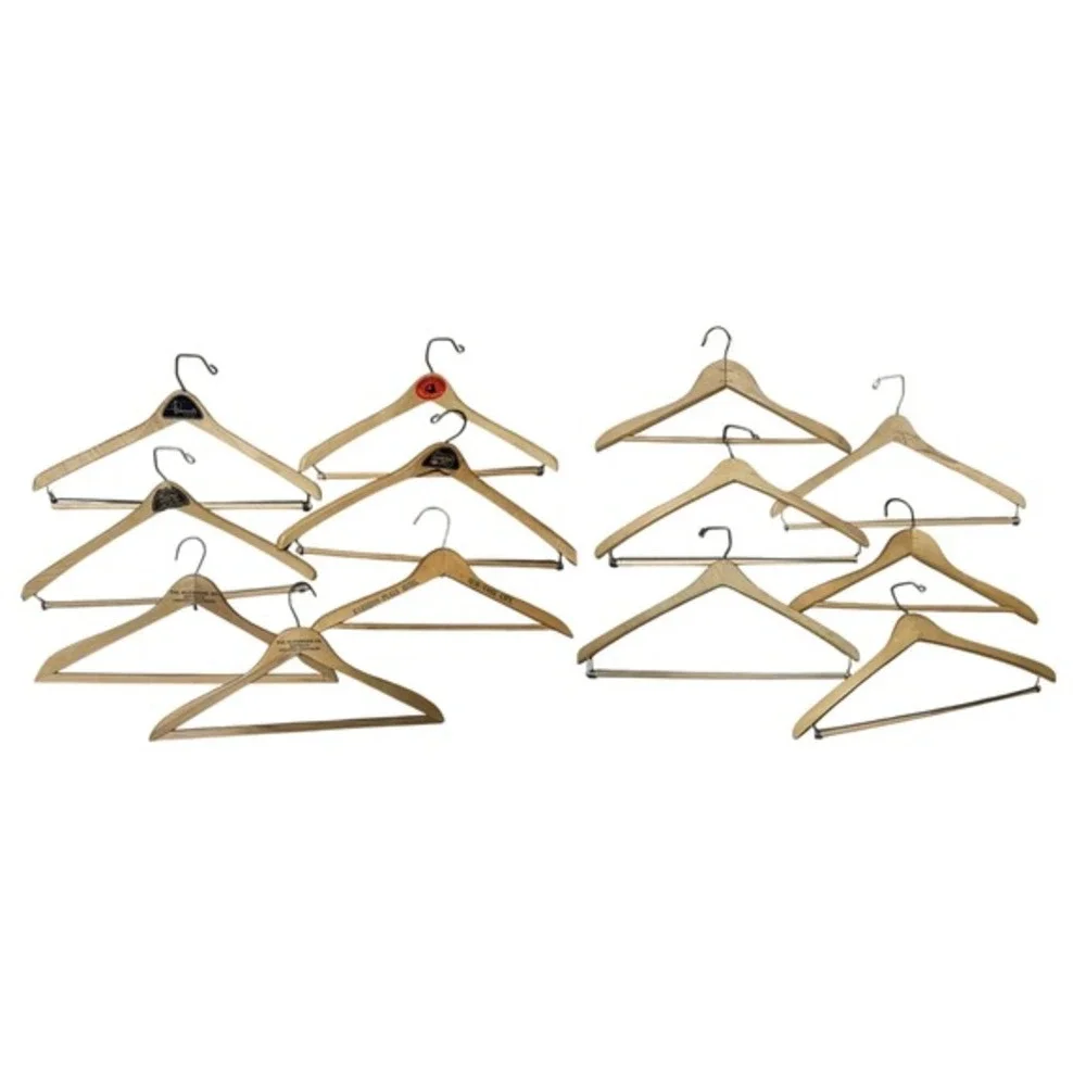 Vintage Wooden Hanger Lot of 13‎ Advertising Barbizon-Plaza Hotel Wishbone NYC +